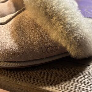 UGG Tan Suede Slippers with Cream Fur